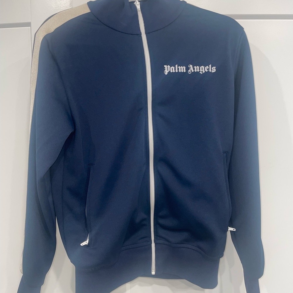 Palm Angels Men's Dark Blue Zip-Up Sweater